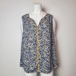 ModCloth Navy Blue Daisy Tank Blouse